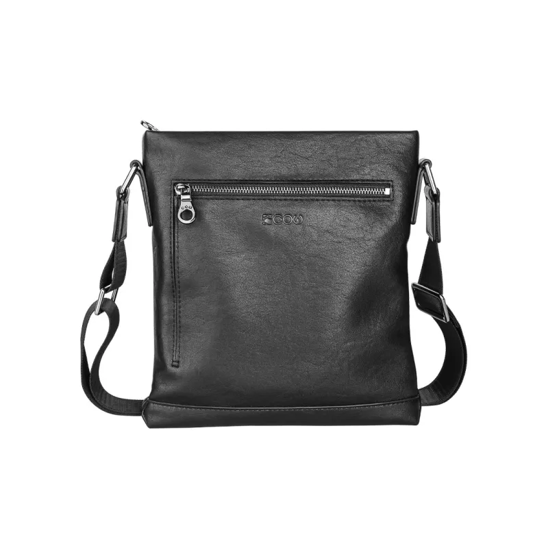 COW Leather Texture Microfiber Synthetic Leather Crossbody Bag Backpack Shoulder Bag Large Size Men's Black-2