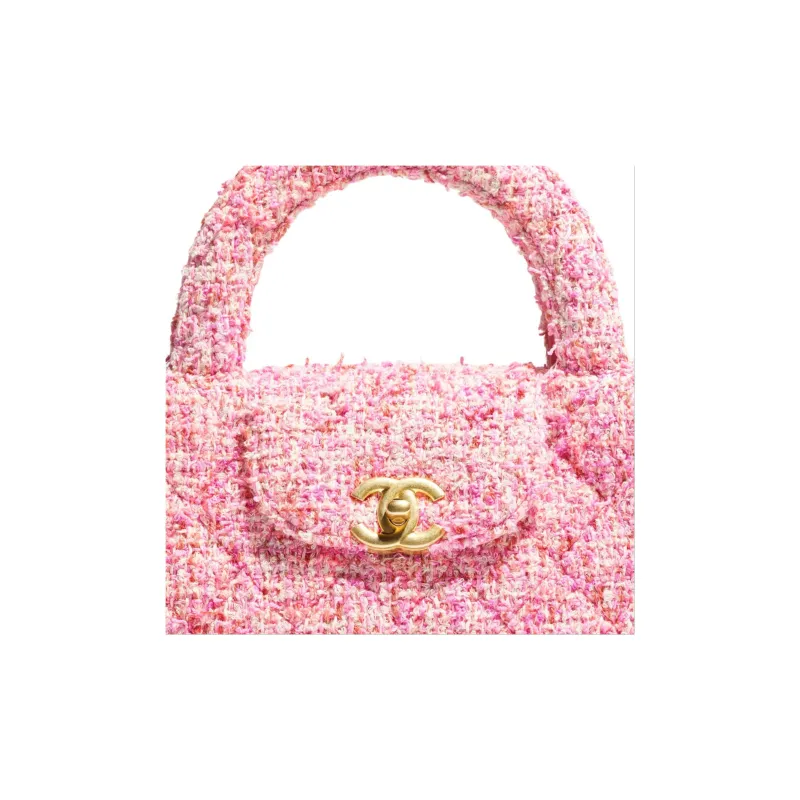 CHANEL Tweed Woven Woolen Crossbody Shoulder Bag, Crossbody Bag Mini Women's Pink & Ivory-3