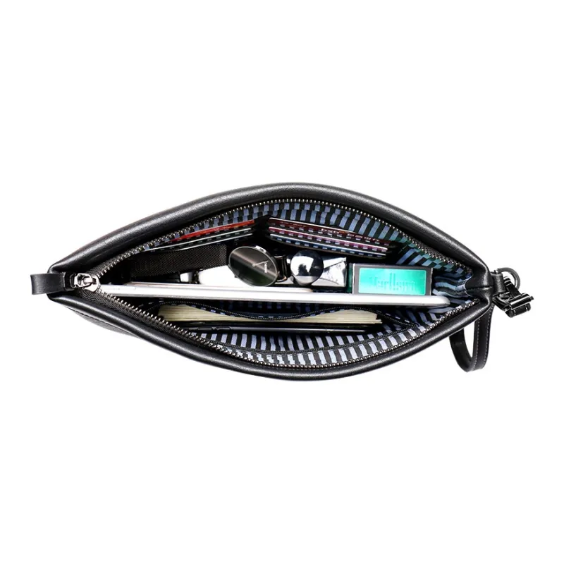 COW Microfiber Synthetic Leather Clutch Tubas Men's Black-5