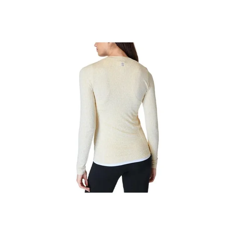 Sweaty Betty Glisten Seamless T-Shirt Women's Beige Leopard Jacquard-1