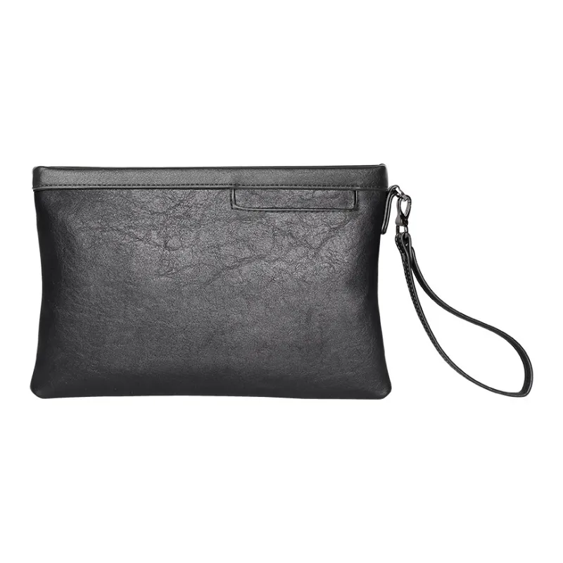 COW Microfiber Synthetic Leather Clutch Tubas Men's Black-3