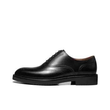 Zuti Broke Embroidered Calfskin Oxford Shoes Dress Shoes Men's Black