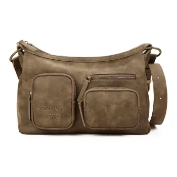 Guuka Fabric Shoulder Bag, Crossbody Bag Unisex Brown