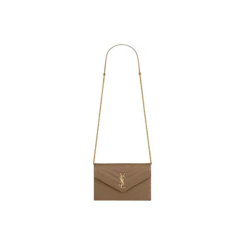 SAINT LAURENT CASSANDRE Calfskin Envelope Bag Wallets Shoulder Bag Crossbody Bag Women's Taupe