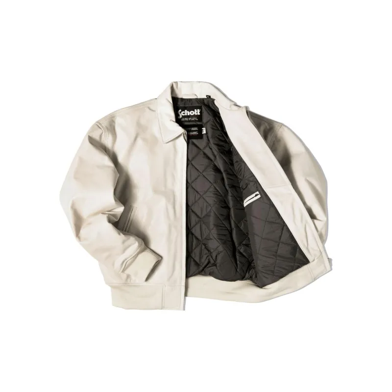 Schott N.Y.C. x One Block Down SS24 Leather Jacket Unisex Milk White-2