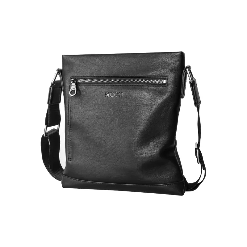 COW Leather Texture Microfiber Synthetic Leather Crossbody Bag Backpack Shoulder Bag Large Size Men's Black-1