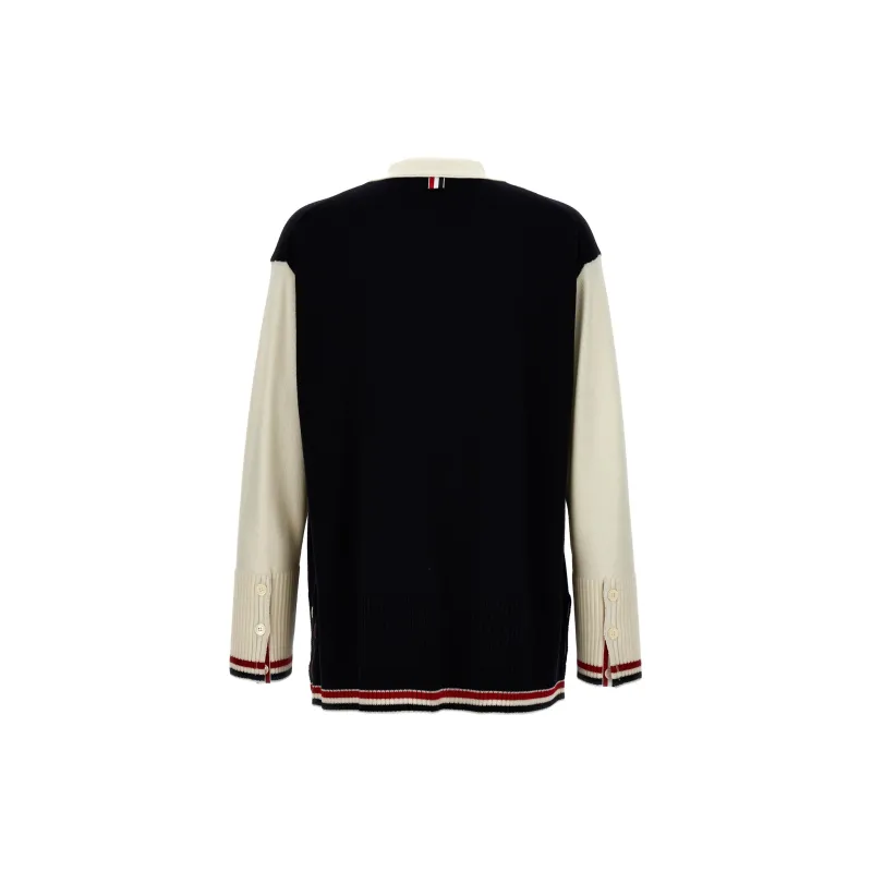 THOM BROWNE Colourblock Virgin wool Cardigan-1