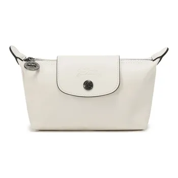 LONGCHAMP Le Pliage Xtra Cow Leather Dumpling Bag Makeup Bag Clutch Regular Women's Ecru