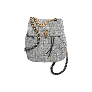 CHANEL 19Bag Twill Velvet Backpack Women's Gray
