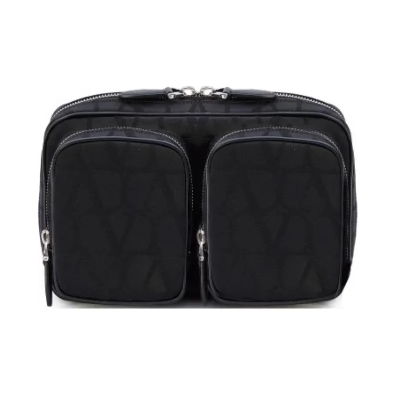 Valentino Canvas Shoulder Bag, Crossbody Bag Men's Black-0