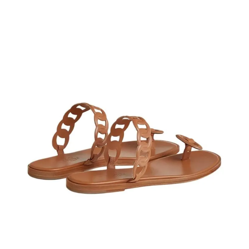 HERMES Flip Flops Women's Brown-3