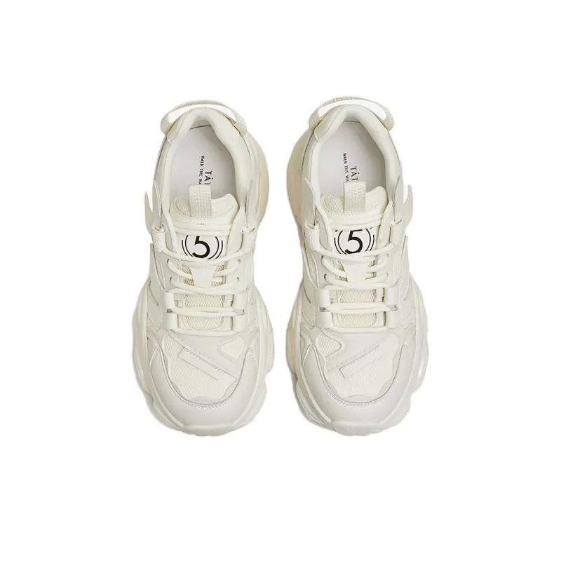 TATA Chunky Sneakers Women's Low Top Solid Color-4