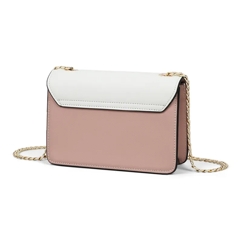PT'SON Cow Leather Patchwork Synthetic Leather Small Square Bag Shoulder Bag Regular Women's Royal Blue/Pink White-10