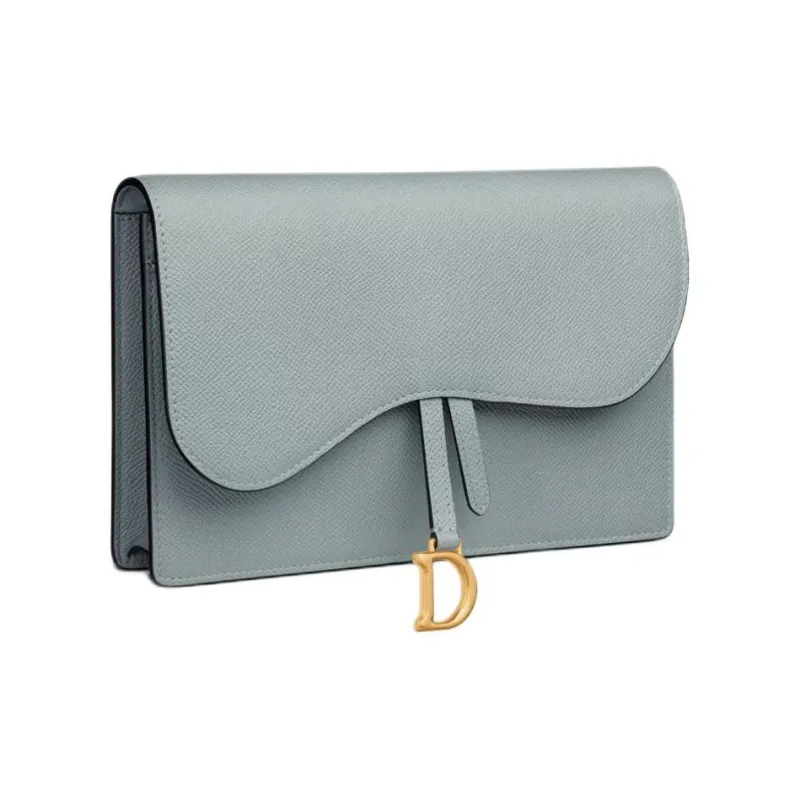 DIOR Saddle Grain Calfskin Saddle Bag, One Shoulder Crossbody Clutch Women's Cloud Blue-2