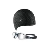 Gray/Silver Coating+Black Bubbles Swimming Cap