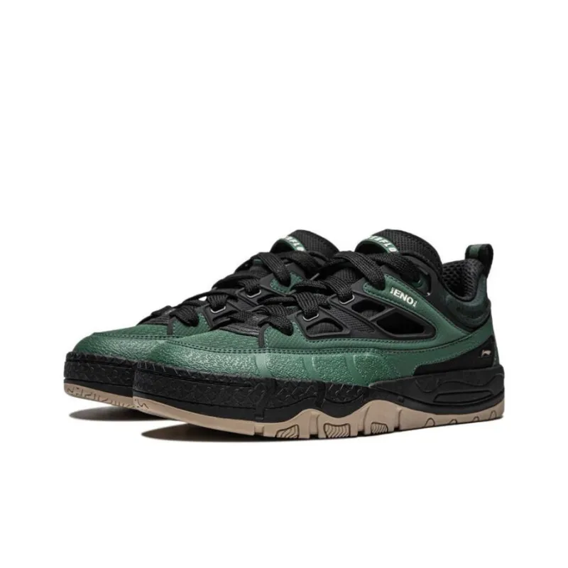 LiNing CF Tracing Collection Laud 3 SS Slip Resistant Cushioning Low Top Skateboard Shoes Men's Black Green-2