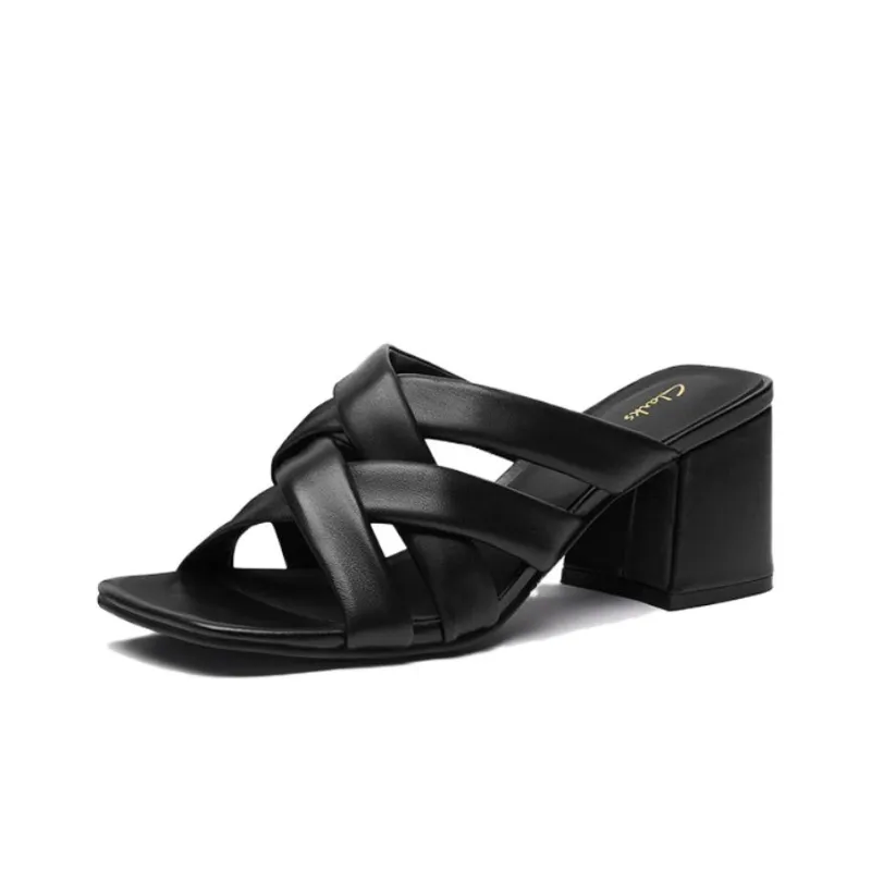 Clarks Rubber Sole Antibacterial Quick Dry Slide Slippers Women's Black-2