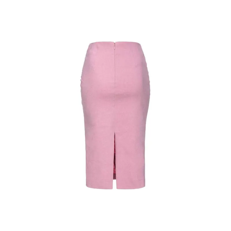 PINKO Asymmetric Ruched Midi Skirt-1