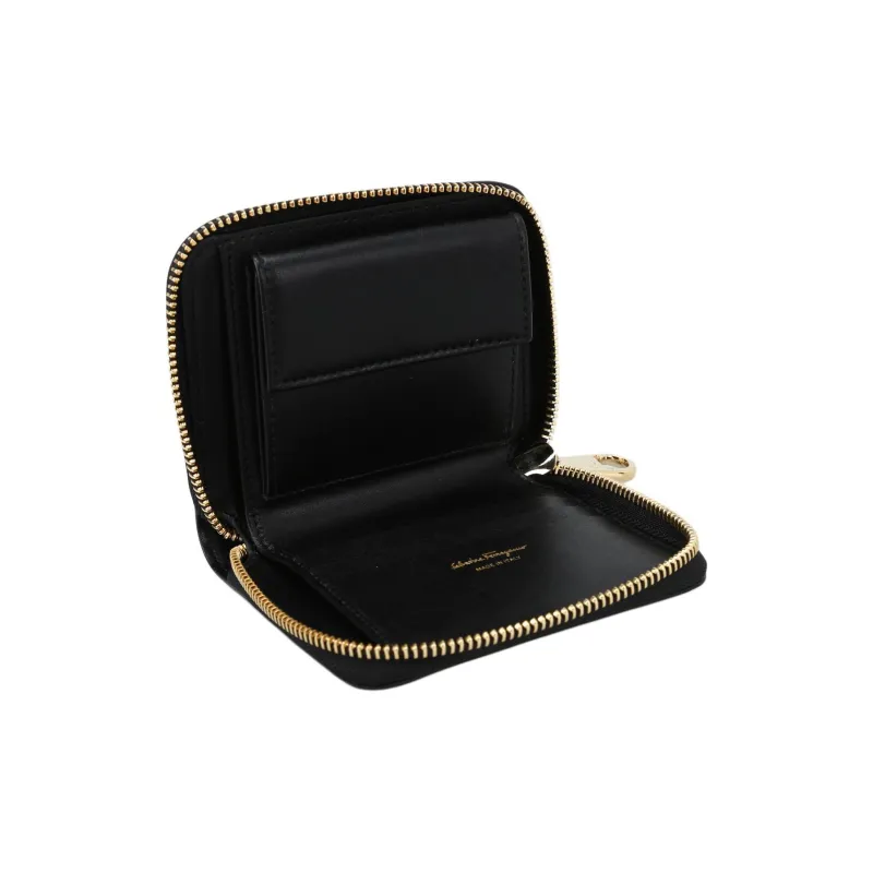 FERRAGAMO Calfskin Wallet Small Size Women's Black-3