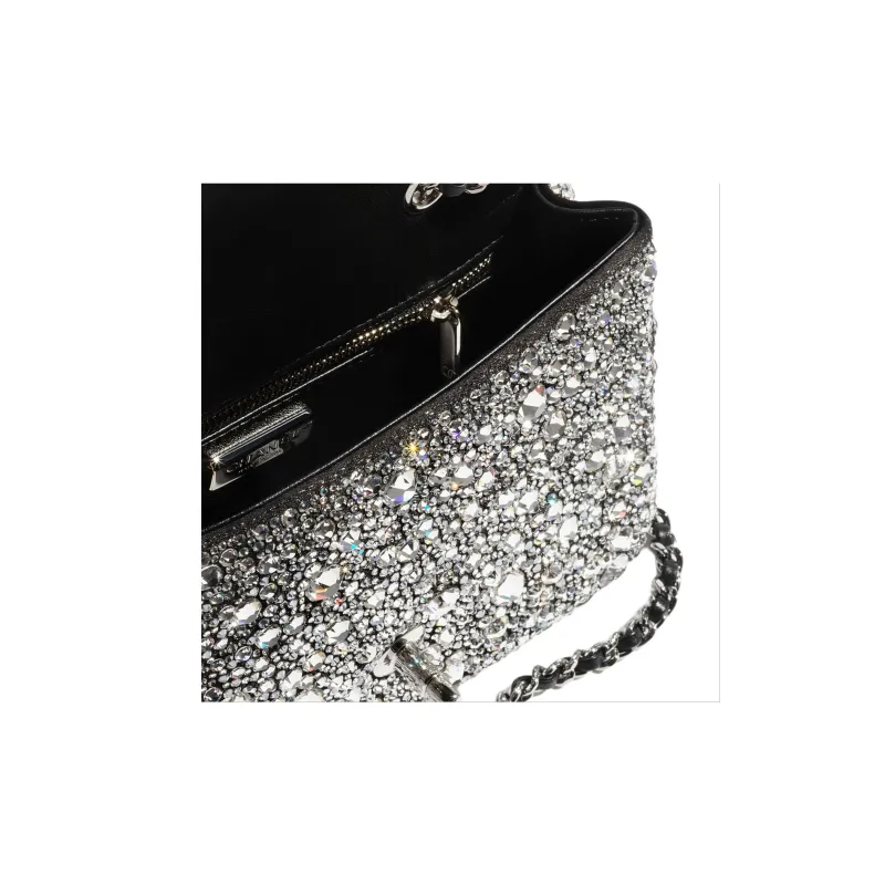 CHANEL Silk Satin Flap Bag, Envelope Bag, Crossbody Bag, Shoulder Bag Women's Silver Gray-2