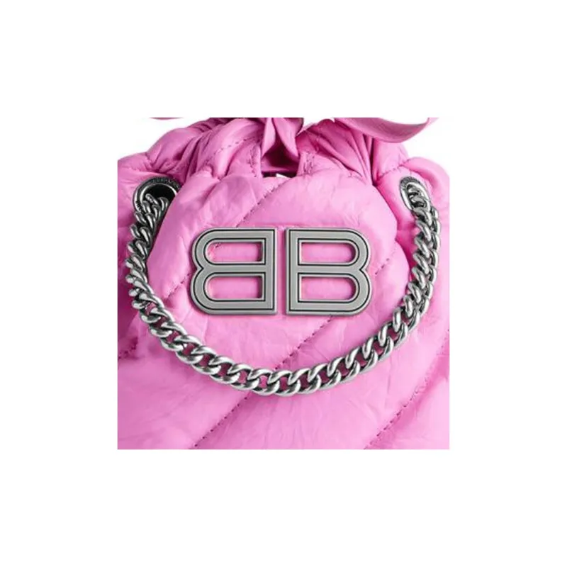 Balenciaga CRUSH Cow Leather Shoulder Bag, Crossbody Bag Extra Small Women's Pink-5