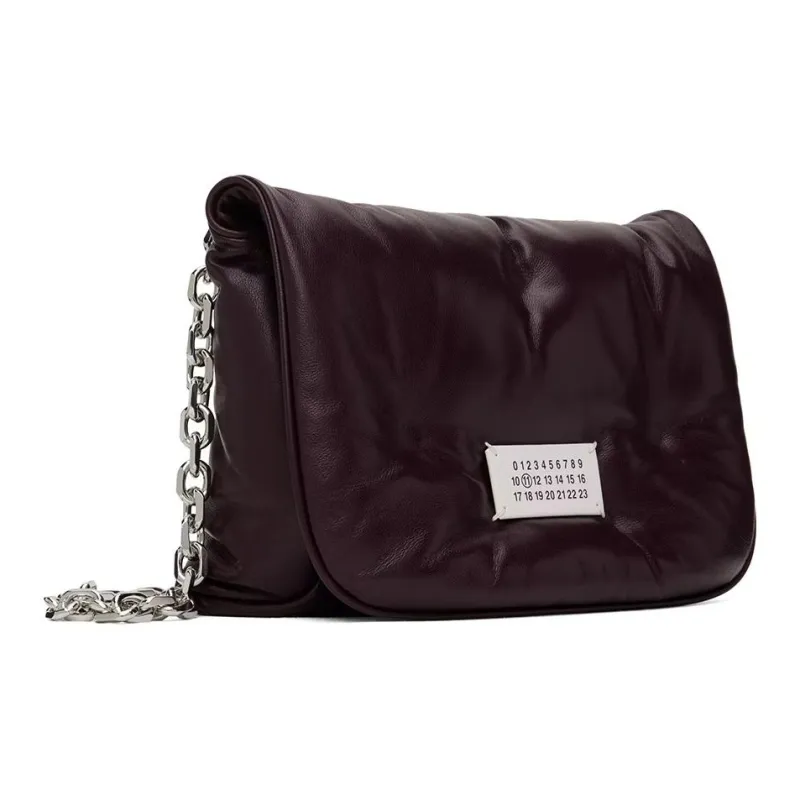Maison Margiela Glam Slam Grain Nappa Leather Crossbody Bag, Shoulder Bag Women's Burgundy-1