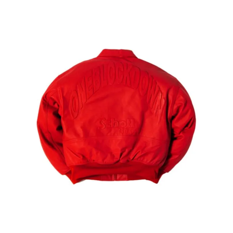 Schott N.Y.C. x One Block Down SS24 Leather Jacket Unisex Red-1