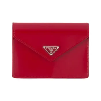 PRADA Leather Storage Bag Unisex Scarlet