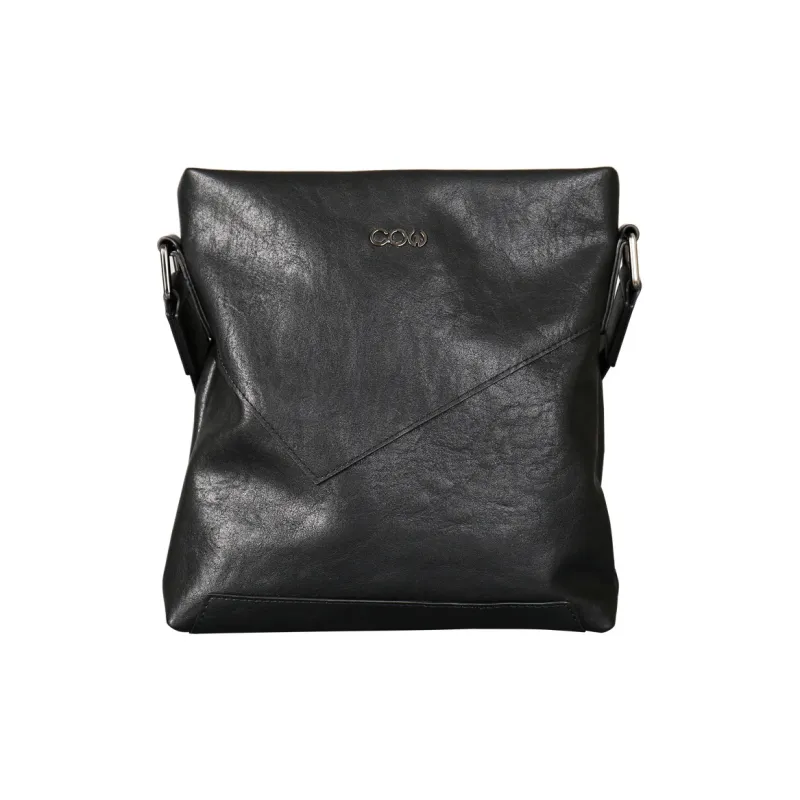 COW Microfiber Synthetic Leather Crossbody Bag Shoulder Bag Large Size Men's Black-1
