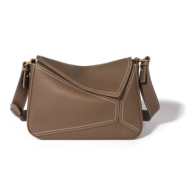 NIUMJ Top Grain Cow Leather Shoulder Bag, Crossbody Bag Women's Oak Gray/Cool Tea Brown/Amber Almond/Hot Cocoa-3