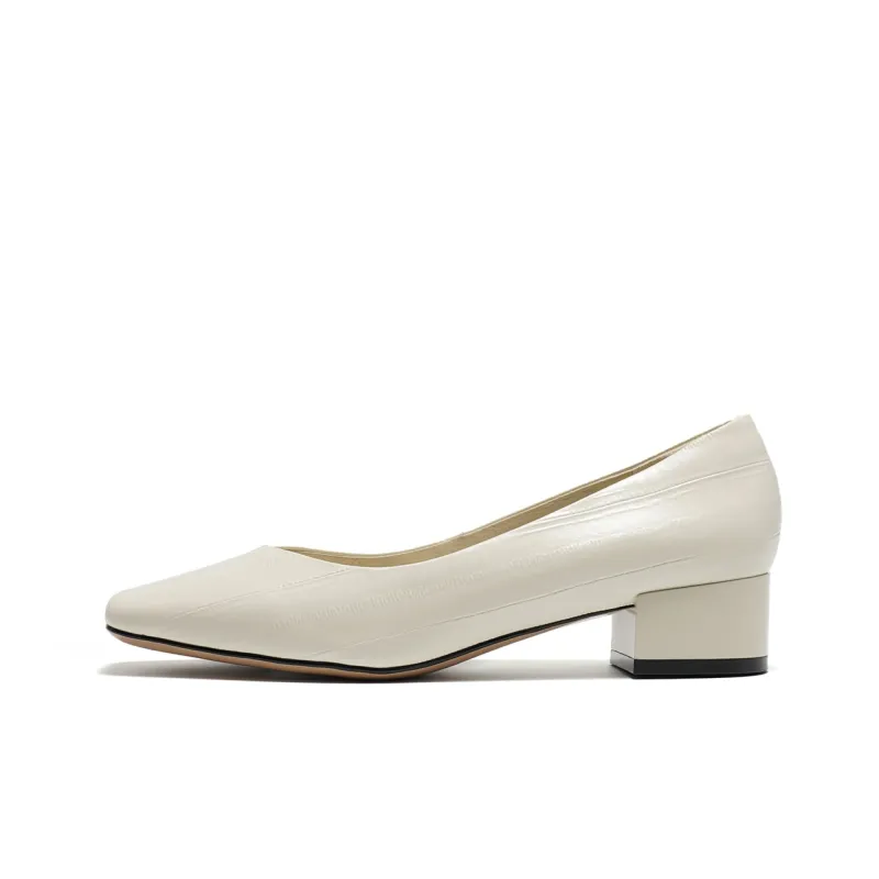 ST&SAT High Heel Leather Shoes, Low Toe Single Shoes Chunky Heel Women's Black 2024 Spring Summer New Arrival-5
