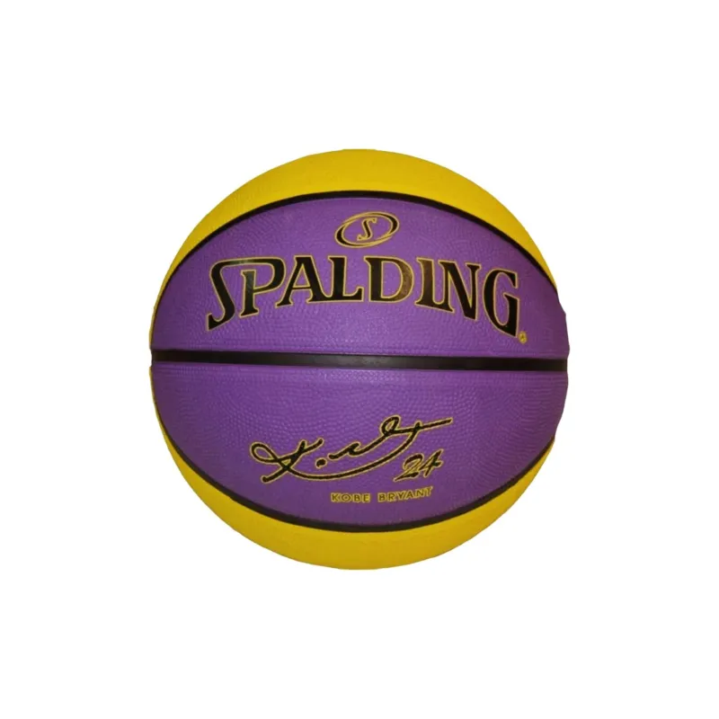 SPALDING Rubber Basketball Purple Yellow Kobe Size 7 Ball Training Unisex-0