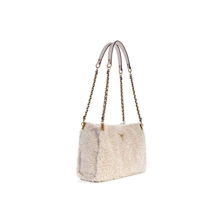 GUESS Faux Fur Crossbody Bag Shoulder Bag Women's Ecru-1