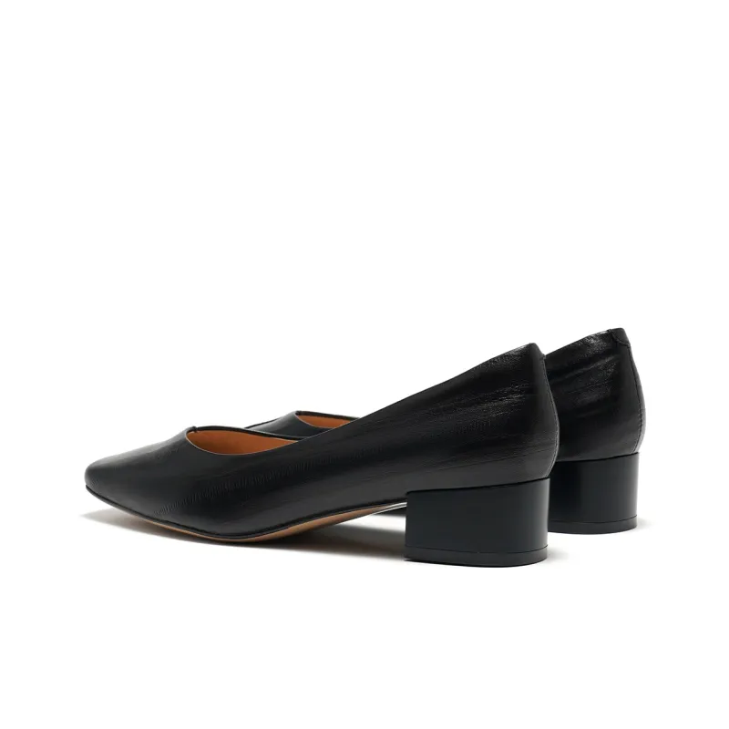 ST&SAT High Heel Leather Shoes, Low Toe Single Shoes Chunky Heel Women's Black 2024 Spring Summer New Arrival-3