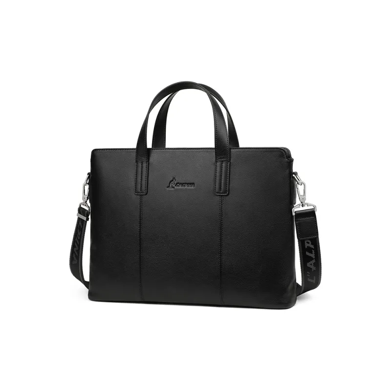 L'ALPINA Top Grain Cow Leather Laptop Bag Handbag Briefcase Large Size Men's Black-1