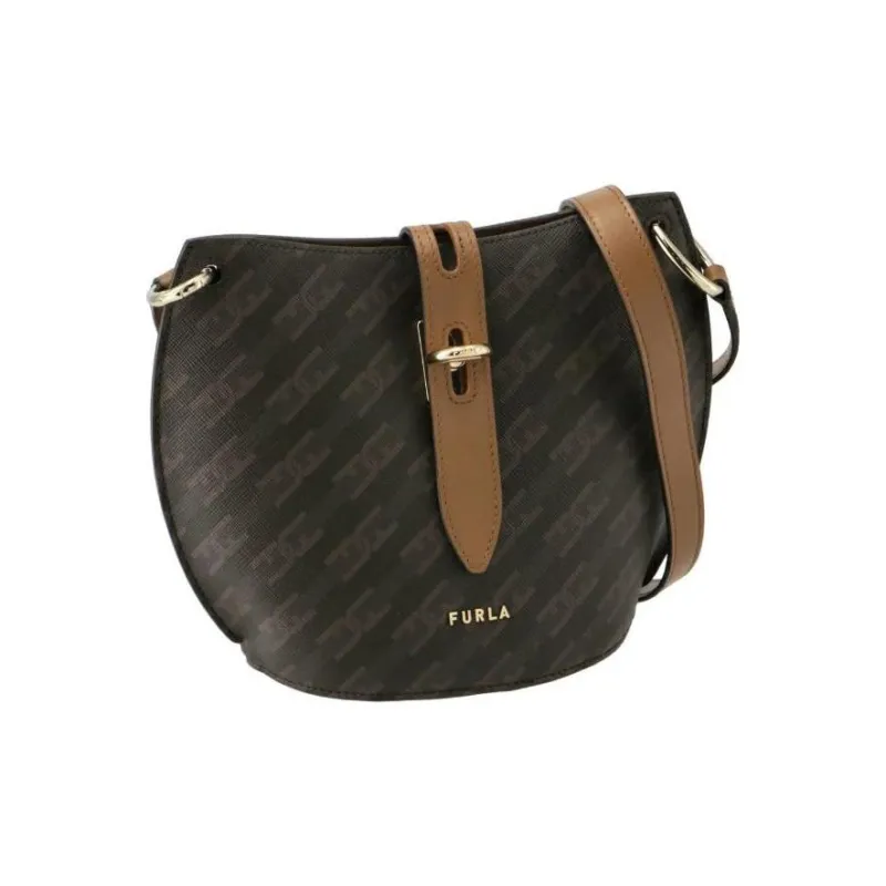 Furla Monogram Collection Canvas Bucket Bags Shoulder Bag Crossbody Bag Mini Women's Coffee-1