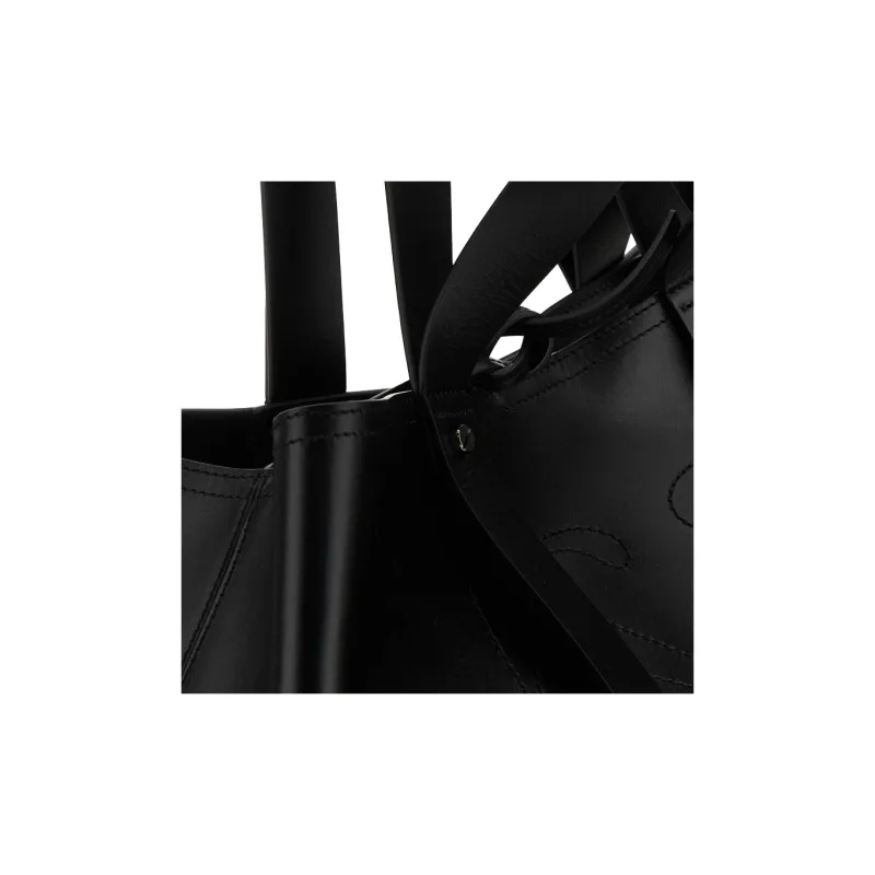 OFF WHITE Magnetic Button Closure Logo Embroidered Medium Tote Bag-3