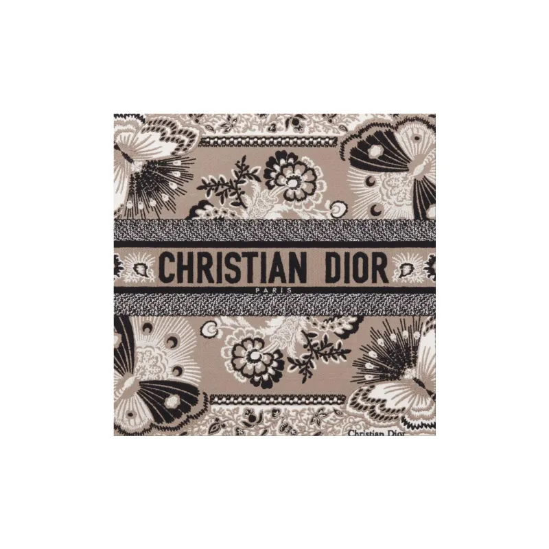 DIOR Embroidery Tote Bag, Shopping Bag, Shoulder Bag, Handbag Large Size Women's Beige Multicolor Butterfly-4