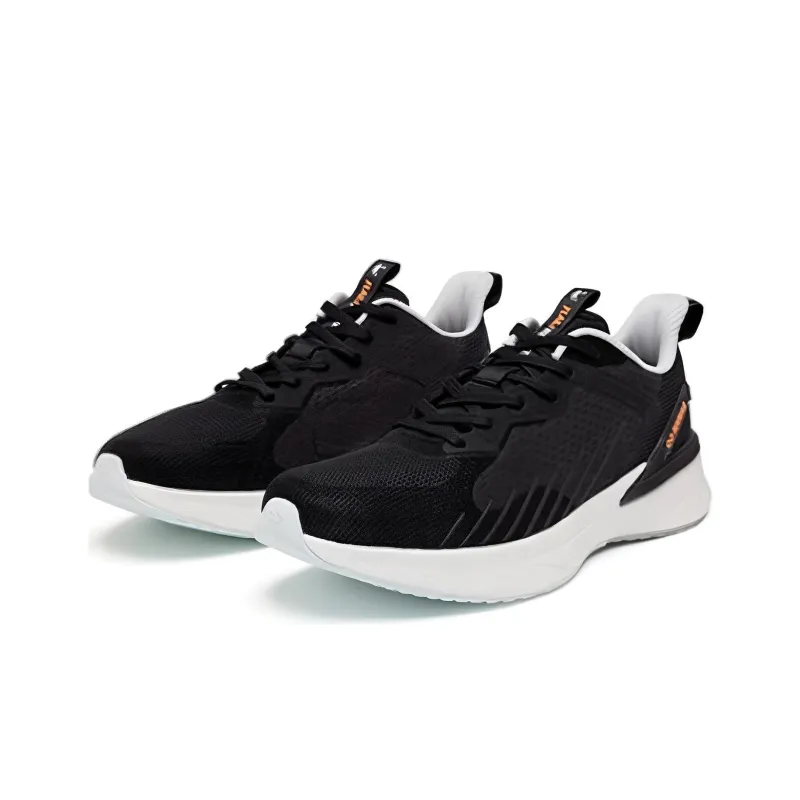 QIAODAN Anti Slip Wear Resistant Low Top Running Shoes Men's Black Orange-2
