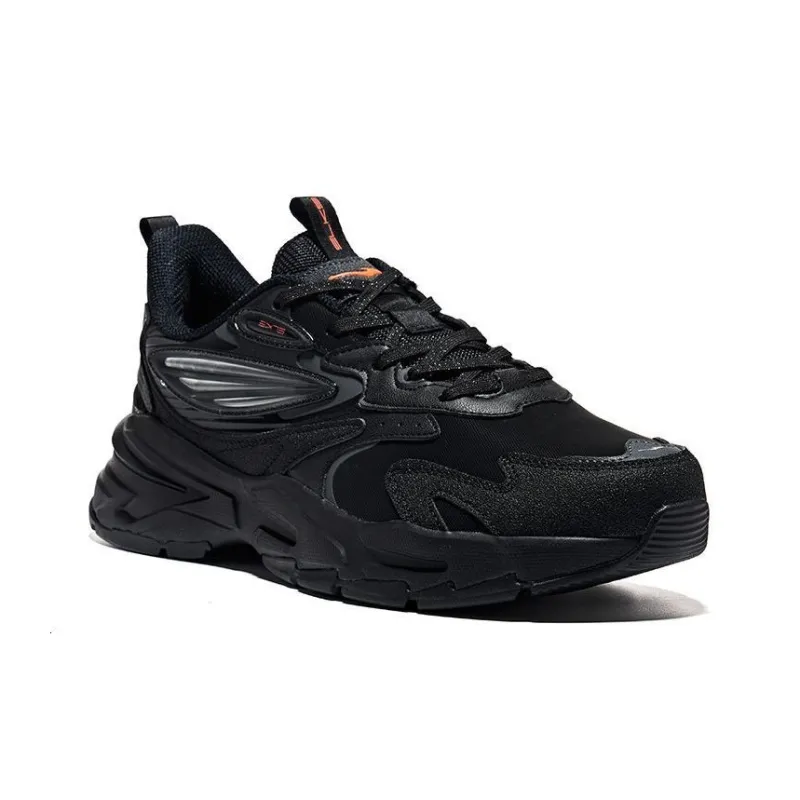 Erke Cushioning Lightweight Wear Resistant Slip Resistant Low Top Running Shoes Men's Jet Black Carbon Gray-3