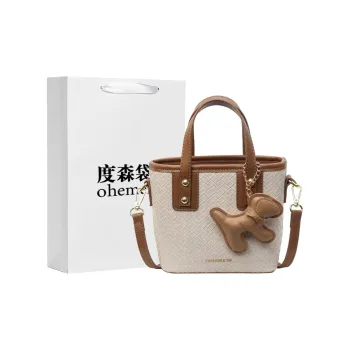 Dusen Kangaroo Pu Bucket Bag, Shoulder Bag, Crossbody Bag, Handbag Regular Women's Ecru/Black/Blue/Pink