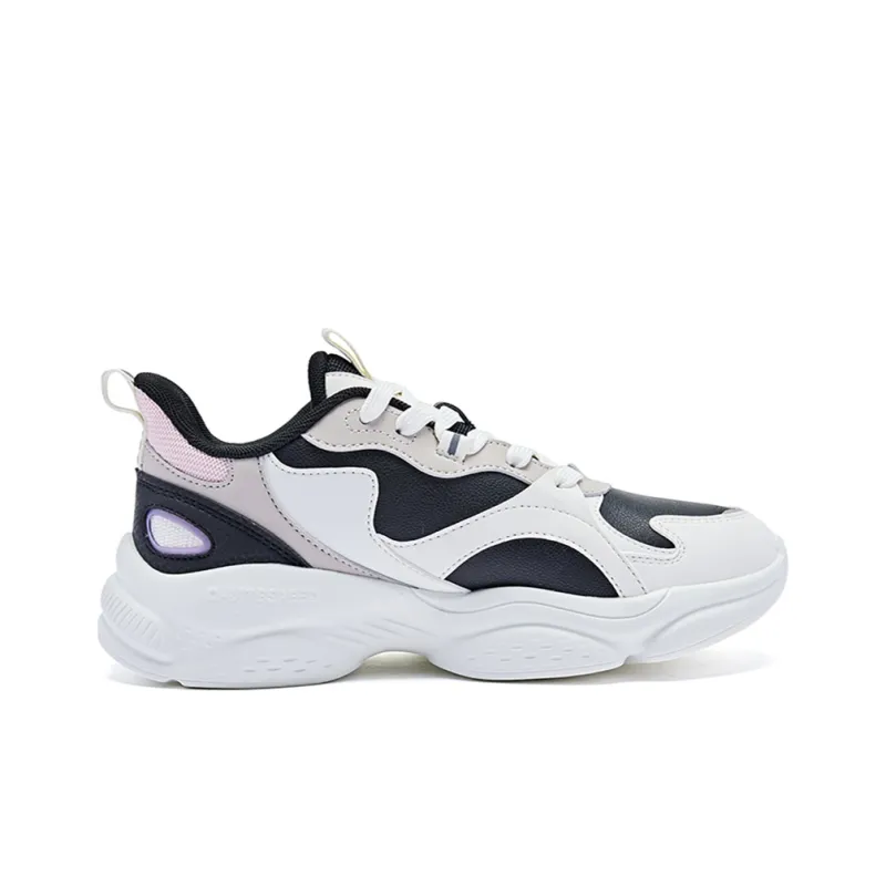 QIAODAN Abrasion Resistant Shock Absorbers Low Top Running Shoes Women's Ivory Cloud Pink-1