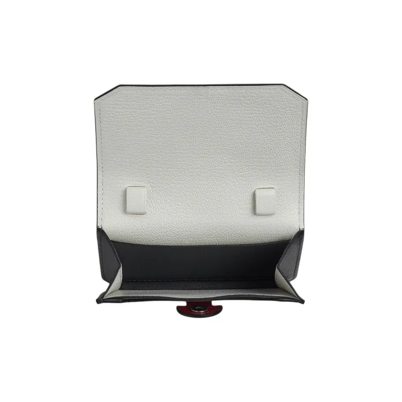 HERMES Swift Leather Pongee Mysore Goat Skin Card Holder Wallet Women's Navy Blue With Red Pepper And White Mushroom-2