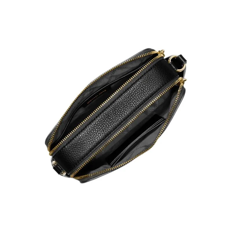 MICHAEL KORS Jet Set Pebbled Leather Camera Bag, Shoulder Bag, Crossbody Bag Trumpets Women's Black-4