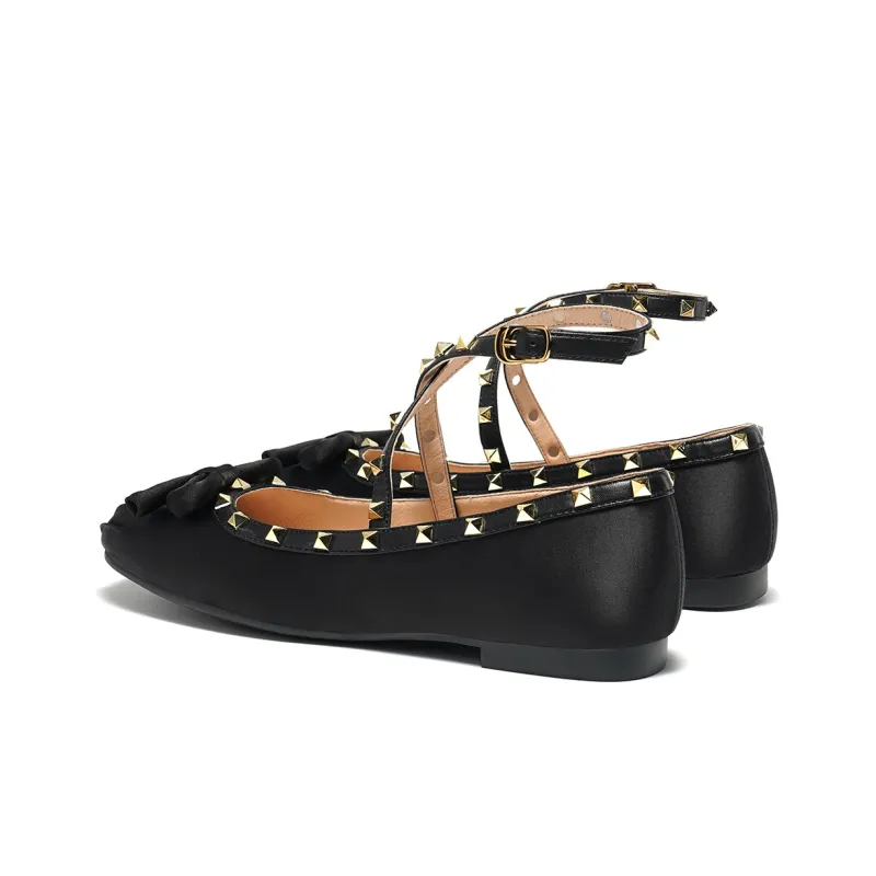 ST&SAT Light Mouth Single Shoe Low Heel Women's Black-3