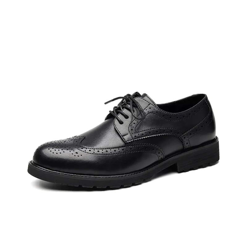 GZZ Dress Shoes Men Low Top Black-1