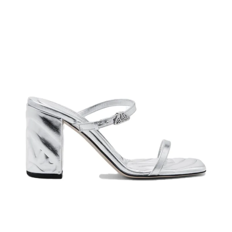 Alexander McQueen Metallic Leather Sandals 'Silver' Women's-1