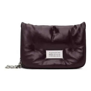 Maison Margiela Glam Slam Grain Nappa Leather Crossbody Bag, Shoulder Bag Women's Burgundy
