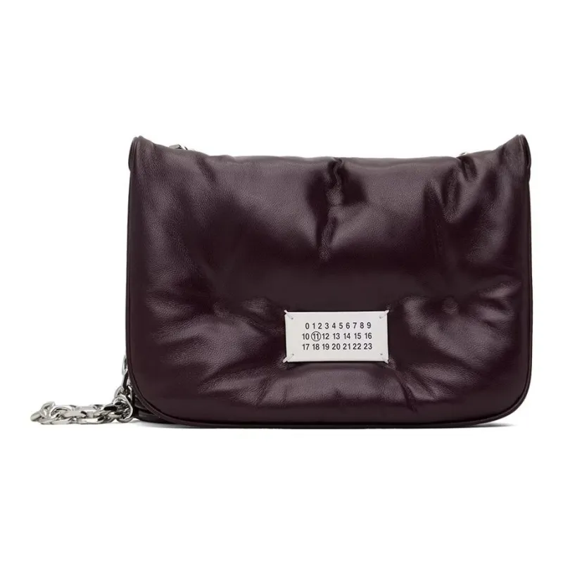 Maison Margiela Glam Slam Grain Nappa Leather Crossbody Bag, Shoulder Bag Women's Burgundy-0