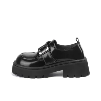 ST&SAT Loafers Leather Shoes MIDDLE HEEL 5.5CM Women's Black 2024 Spring And Summer New Arrival